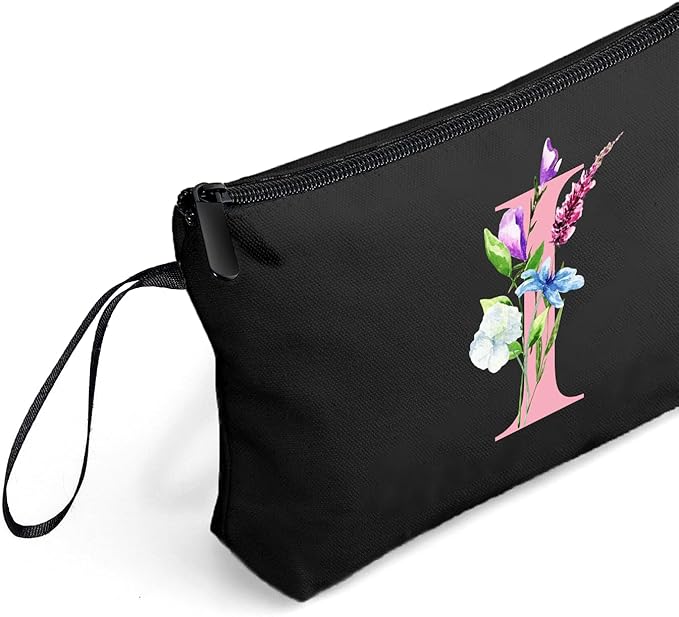 SEAMOON Bride to be Birthday Womens Unique Initial Monogram Gifts for Women Mom Personalized Travel Makeup Cosmetic Bag with Mirror Valentines Mothers Day Christmas Graduation I