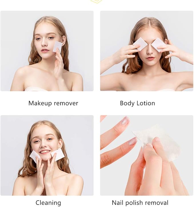 1000 PCS Thin Makeup Facial Cotton Pads, Square Facial Lips Eyes Makeup Remover Pads, Nails Polish Remover Cotton Pads, Non-Woven, Soft, Lint Free