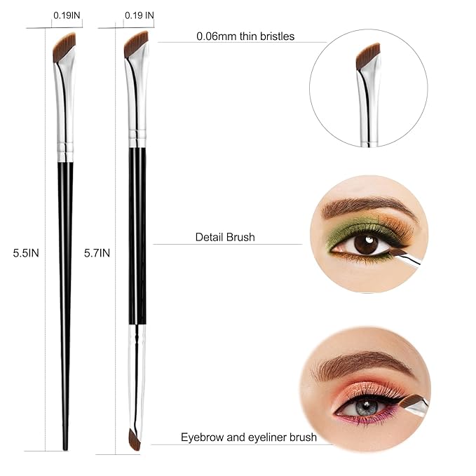 Eyeliner Brush, Fine Angled Eyeliner Brush, Ultra Thin Precision Slanted Flat Eyeliner Makeup Brushes Set for Eye liner Eye brow Eyebrow Brushes, 5 PCS