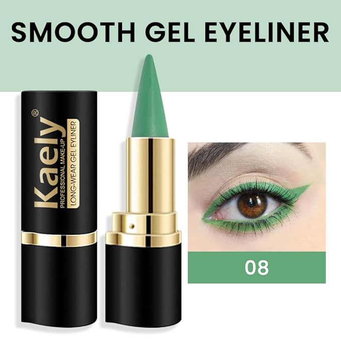 evpct 1Pcs Light Green Gel Eyeliner Pencil Eye Black Face Paint Stick Makeup Set Waterproof Matte Cream Crayon Eyeliner Pencil Set Cat Eye Liners Eyeshadow Guide delineador de ojos contra el agua