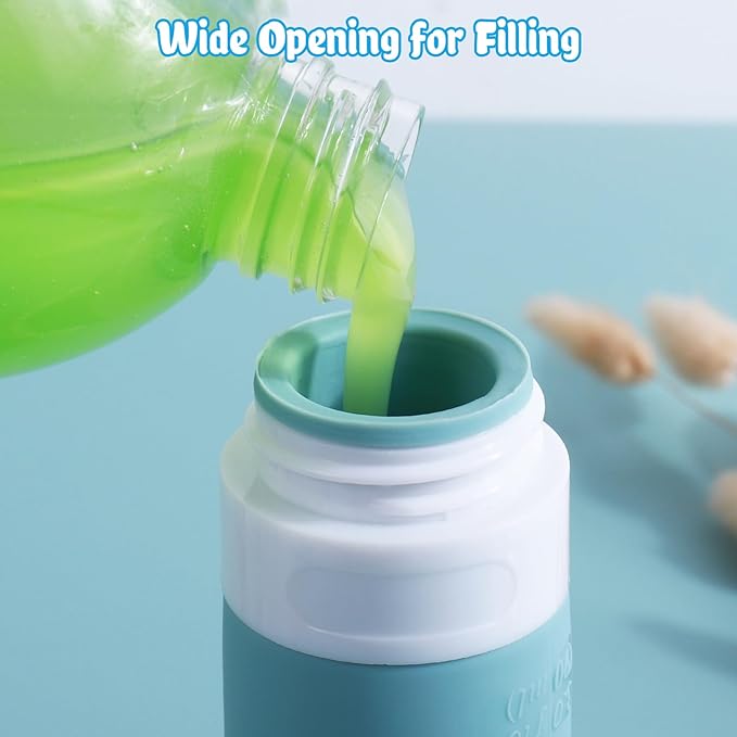 GLAMFIELDS Travel Bottles for Toiletries, TSA Approved 3oz Size Leak Proof Silicone Containers for Shampoo, Conditioner,Easy to Squeeze and Portable, Essentials for Traveling (4 Pack) Grey