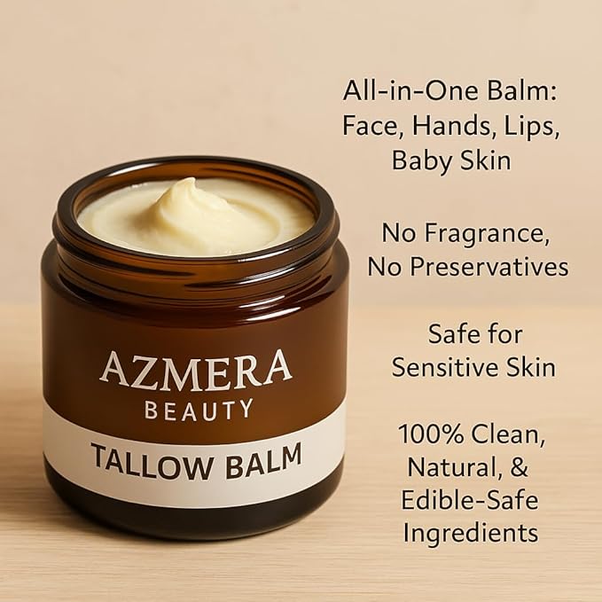 100% Grass-Fed Beef Tallow Balm For Skin Manuka Honey MGO 263+, Organic Beeswax & Olive Oil – Handmade All-Natural Skincare for Soft, Smooth Skin (2oz, Unscented + Moringa oil)