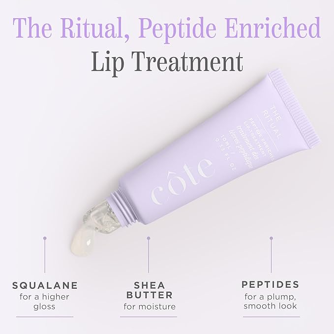 Côte Beauty’s The Ritual Lip Moisturizer for Women with Peptides, Shea Butter & Cocoa Butter for Soft & Supple Lips, Softens, and Soothes, Vegan & Cruelty-Free, 0.33 Fl Oz