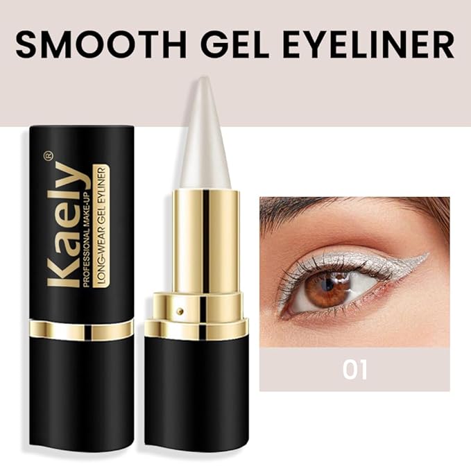 evpct 1Pcs Silver Gel Eyeliner Pencil Eye Black Face Paint Stick Makeup Set Waterproof Matte Cream Crayon Eyeliner Pencil Set Cat Eye Liners Eyeshadow Guide delineador de ojos contra el agua