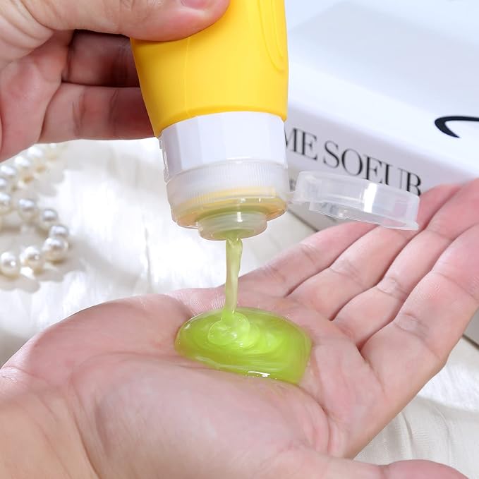 Travel Bottles for Toiletries, Tsa Approved 3oz Travel Size Containers BPA Free Leak Proof Refillable Liquid Silicone Squeezable Travel Accessories for Shampoo Conditioner Lotion (4 Pack)