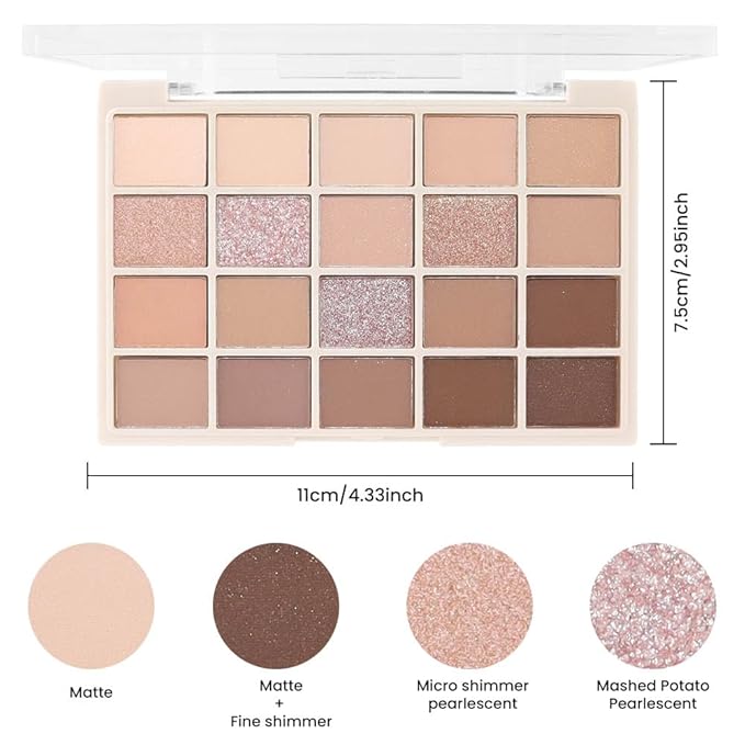 20Colors Rose Gold Dark Brown Nude Basics Matte Eyeshadow Palette,Eye Shadow Travel Makeup Palette all in one Long Lasting Waterproof,Great for Travel Gift Kit
