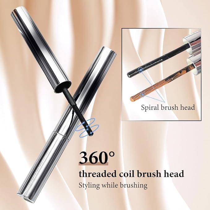 3D Curling Iron Wand Mascara, 2025 New Waterproof Metal Iron Wand Mascara Tubing, Waterproof & Smudge-Proof Long-Lasting Curling Eyelash Mascaras with No Flaking (Black+Brown)
