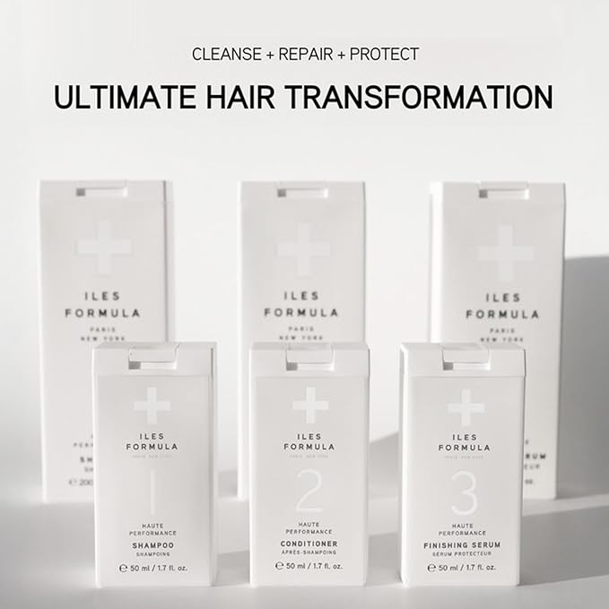 ILES FORMULA Signature Collection Discovery Set – Hydrating Trial Size Shampoo & Conditioner w/Sample Finishing Serum Blow Dry Cream for Dry, Damaged, Frizzy Hair - Salon Grade Hair Care Sampler