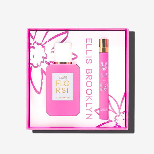 Ellis Brooklyn FLORIST Eau De Parfum Gift Set – Fresh Floral Perfume for Women with Italian Bergamot, Tuberose & Cedarwood – Vegan & Cruelty-Free – Perfect for Mother’s Day! (50ml + 10ml Travel Spray)