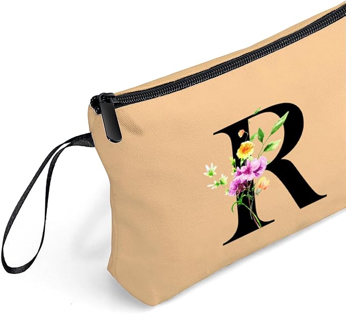 Women Birthday Maid of Honor Monogrammed Gifts for Bride Bridesmaid Sister Friend Her Teacher Makeup Cosmetic Bag with Mirror Mothers Day Christmas Graduation R