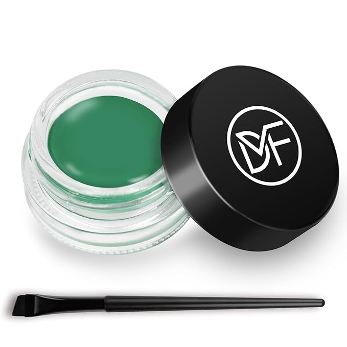 Eyeliner Gel Set,Long Lasting Waterproof High-Intensity Pigments Smudge-Proof Eye liner Makeup With 5.51 IN Long Eyeliner Brush Water-Resistant Creamy Gel 5G-Green