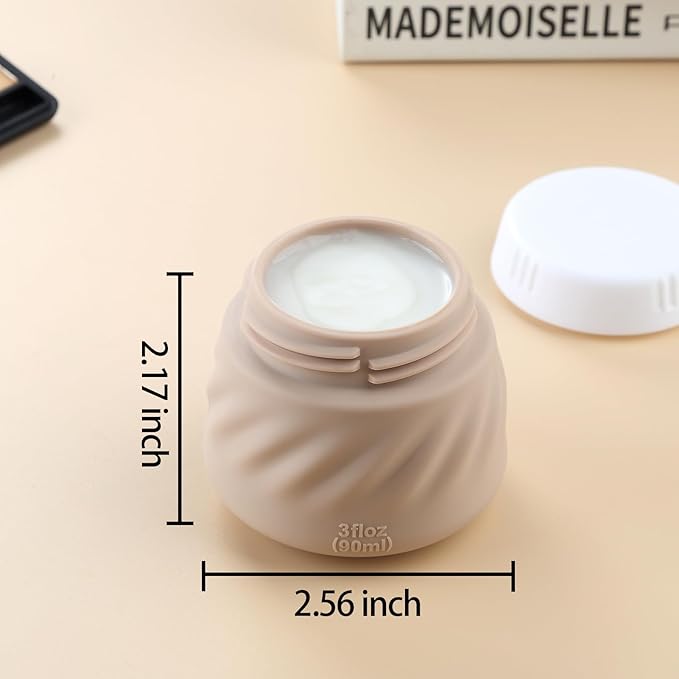 Gemice Travel Containers for Toiletries, TSA Approved 3 oz Leak-proof Silicone Travel Jars for Cream, BPA-Free Travel Size Container with Lid for Cosmetic Shampoo Cream (4 Pack)