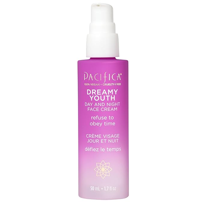 Pacifica Face Moisturizer Lotion - Dreamy Youth Day & Night Face Cream, Daily Skincare, Grapeseed Oil, Peptides, Hydrating, Facial Lotion, Skincare, For Dry Skin, Vegan, 1.7 fl oz (1 Count)