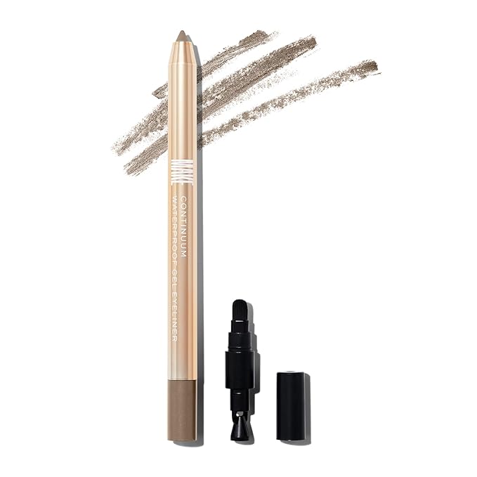 MAKE Beauty Continuum Waterproof Gel Eyeliner Pencil. Creamy, Pigmented Multi-Use, including Waterline with Built-in Sharpener and Blending Brush. Smudge-Proof Makeup. Shade - Halo, Taupe