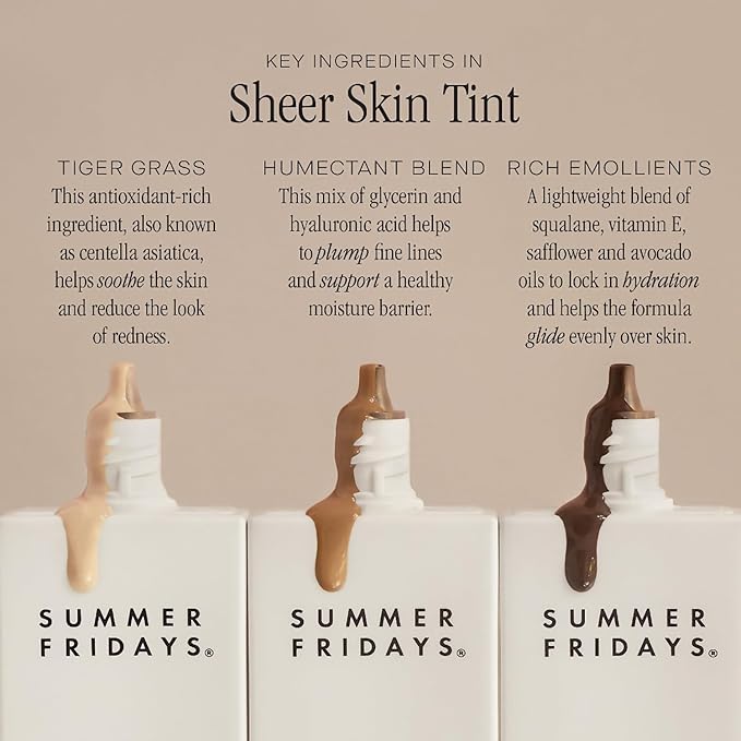 Summer Fridays Sheer Skin Tint - Skin Tint with Hyaluronic Acid - Helps Diminish Uneven Skin Tone - Sheer to Light Coverage - Shade 2 - Light with Cool Undertones (1 Fl Oz)
