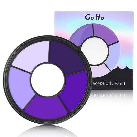 Go Ho 6 Colors Purple Face Body Paint,Cream Water Based Makeup for Adults Children Halloween Cosplay,Body Paint FX Makeup Palette,Professional Face Paint Purple Makeup