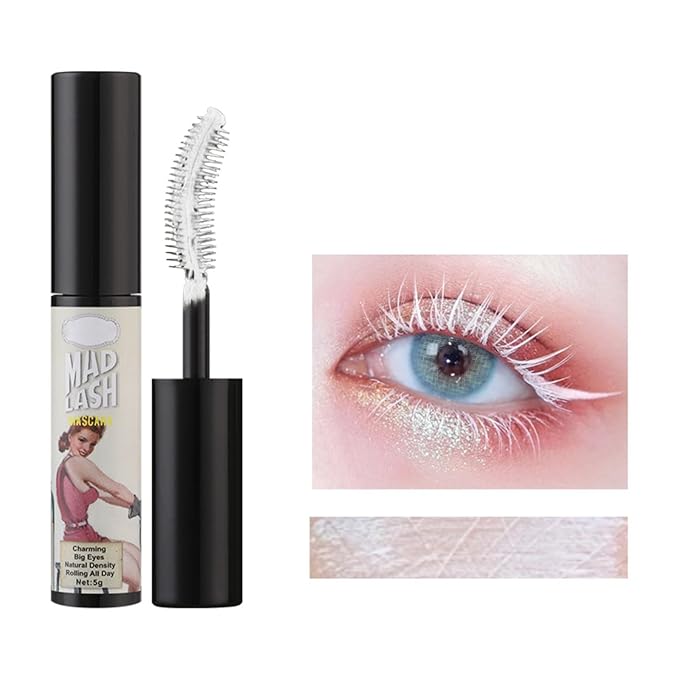 White Lash Colored Mascara Makeup Volumizing Volume Building Waterproof Sensational Washable Lengthening Natural Long-Lasting… (White)
