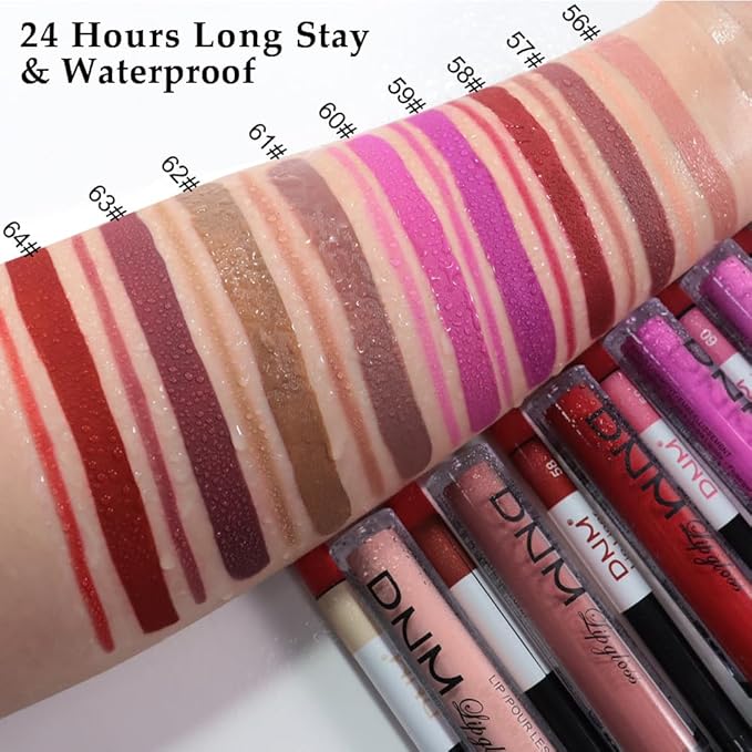 AMY'S DIARY 2Pcs Rosewood Brown Matte Lip Liner and Lipstick Makeup Set, Green Lip Stain Lip Gloss Matt Liquid Lipstick 24H Long Lasting lapiz labiales mate 24 horas originales larga duracion (57#)