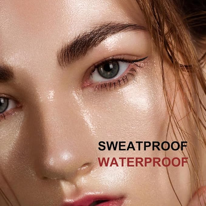 Upgraded Eyebrow Stamp Pencil Kit - Waterproof Eyebrow Pen, Black Eyeliner, Pomade, Customized Blade Brush and Razor