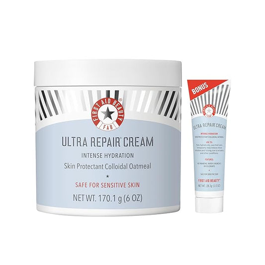 First Aid Beauty - Ultra Repair Cream, Intense Hydration Whipped Colloidal Oatmeal, Clinically Proven to Strengthen Skin Barrier in 7 Days & Helps Relieve Eczema, Luxury Moisturizer, 6 oz + Bonus, 2ct