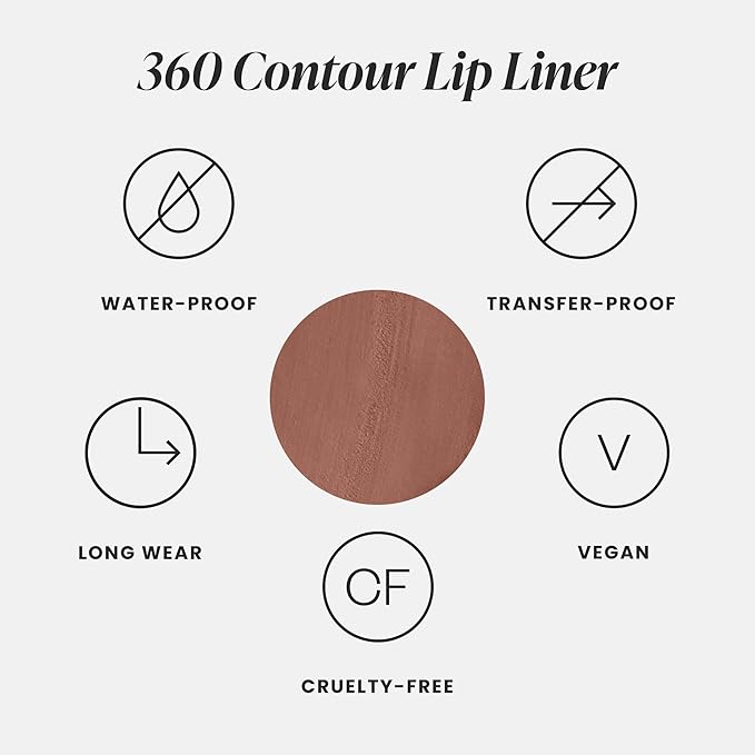 Wonderskin Lipliner Pencil - 360 Contour Lipliner, Long Lasting, Sharpenable Lip Pencil, Waterproof and Transfer-Proof Nude Lip Liner (Walnut)