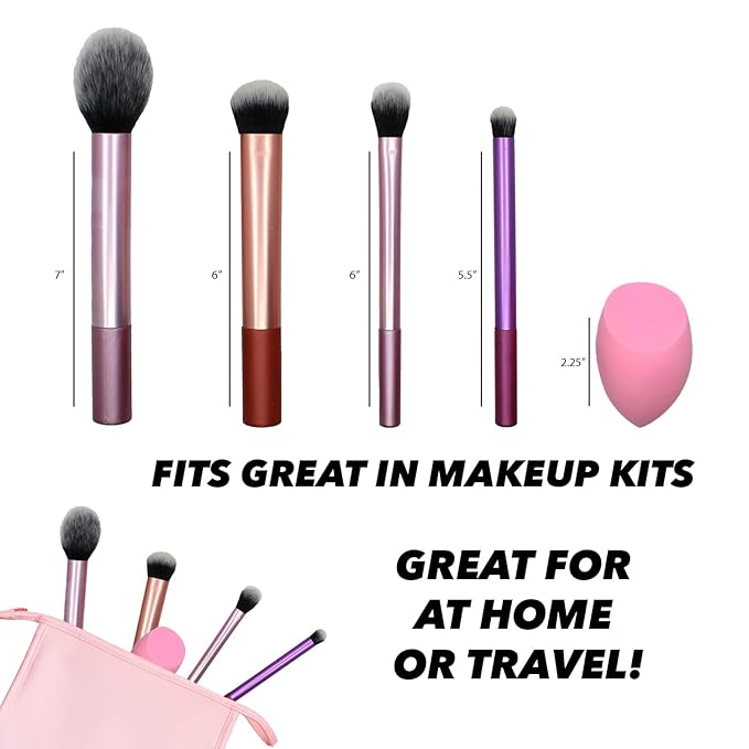 Earth & I 5 Makeup Brush Set for Eyeshadow, Makeup Sponges, Cosmetic Brushes, Beauty Sponge, Eyeshadow Brushes, Foundation Applicators, Make Up Applicators