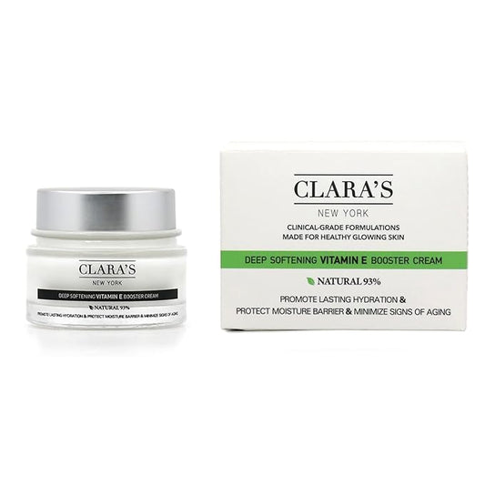 CLARA'S NEW YORK | Deep Softening Vitamin E Skin Barrier Cream | with Panthenol, Macadamia Oil | Healthy Glowing Skin, Rich | Non-sticky, Fast-absorbing Clinical-Grade Formula | 50ml MADE IN USA