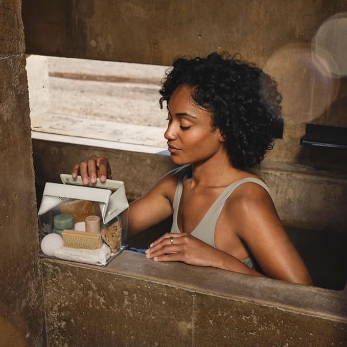 Cadence Parcel - Clear Dopp Kit with Magnetic Closure - Durable and Leak-Resistant Travel Toiletry Kit - Modular Design - Hygiene Bag for Travel Essentials - 2 Qt - Rose