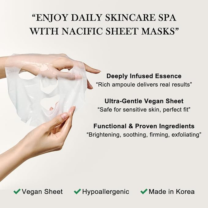 NACIFIC Face Masks Skincare Korean – Premium 10-Sheet Variety Pack for Ultimate Skin Nourishment – Hyaluronic Acid, Ceramide & Vitamin-Infused for All Skin Types