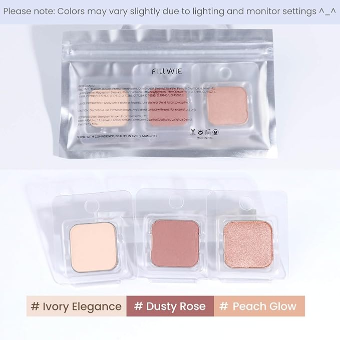 3-Color Eyeshadow Combo Pack – Matte & Shimmer Neutral Shades,Powder, Highly Pigmented, Long-Lasting, Refills Pans for Custom Magnetic Palette