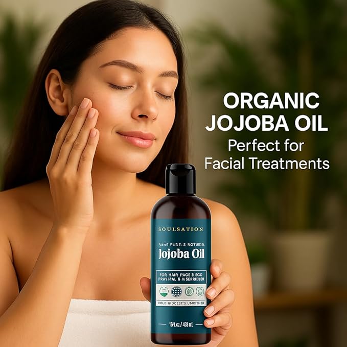 Organic Jojoba Oil for Skin, Hair & Face (16oz) | 100% Pure, Natural Cold Pressed