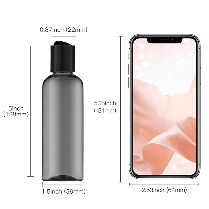 Travel Bottles for Toiletries 3.4 oz - Travel Size Containers for Shampoo Plastic - Small Empty Lotion Squeeze Bottle for Liquid TSA Approved - Leak Proof Mini Conditioner Refillable Black 100ml