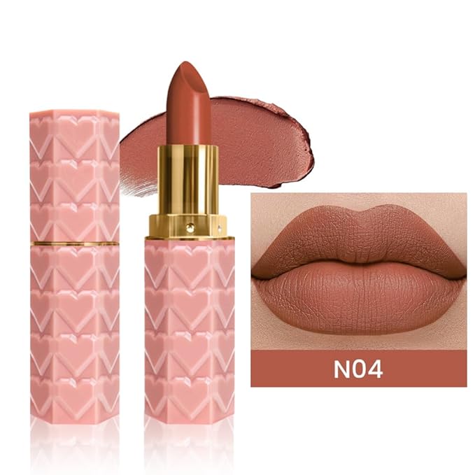 evpct 1Pcs Brown Lipstick, Silky Velvet Matte Lipstick Pack Sets for Women, Long Lasting Smudge Proof Lipstick Lip Stain Makeup Kit matte lipstick 24 hours original N04