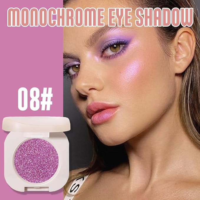 Purple Glitter Shimmer Sparkle Eye Shadow Palette Makeup for Older Women, Glitter Shimmer Metallic Holographic Iridescent Cream Iridescent Single Monochrome Eyeshadow Makeup, 08