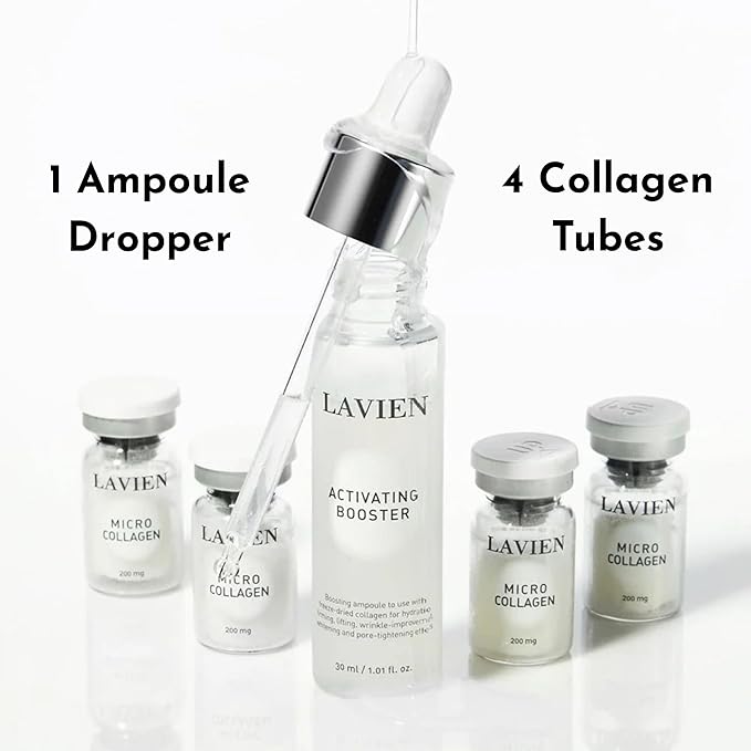 LAVIEN Collagen Professional Program - Skincare Set, Micro Collagen and Activating Booster - Ceramide, Elastin, and Hyaluronic Acid, Suitable for All Skin Types - 30 ml Booster Bottle, 4-200 mg
