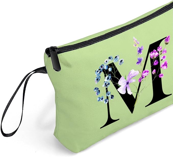 Women Birthday Maid of Honor Monogrammed Gifts for Bride Bridesmaid Sister Friend Her Teacher Makeup Cosmetic Bag with Mirror Mothers Day Christmas Graduation M