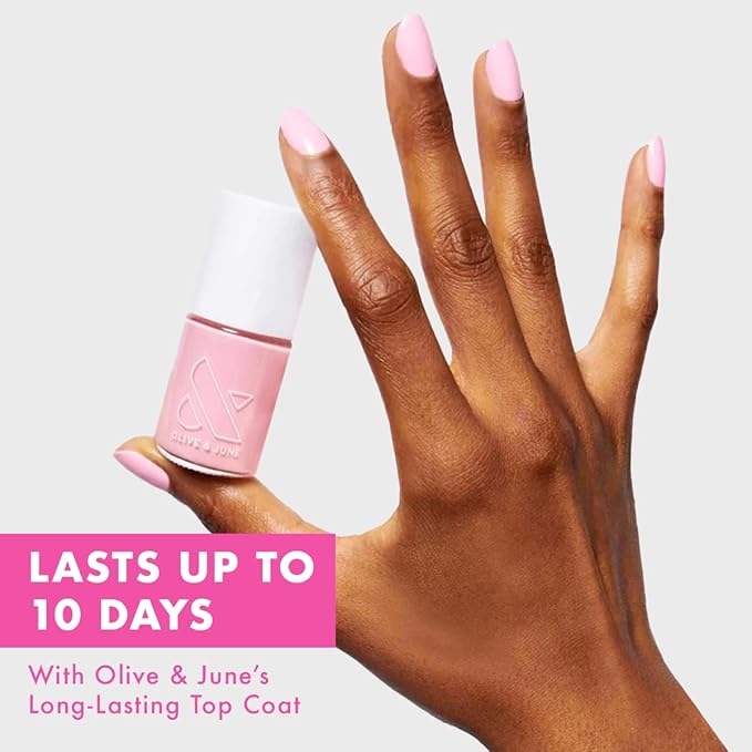 Olive & June Long Lasting Nail Polish | Plump, Gel-Like Finish No Lamp Needed | Lasts up to 10 days | Salon-Quality Color at Home | 15-Free, Vegan & Cruelty-Free Chip-Resistant Shine | SE Bubbly Pink