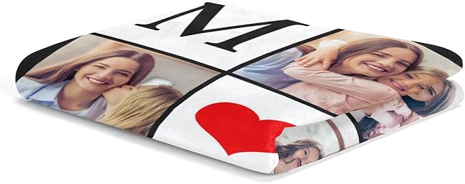 Custom Photo Blanket Personalized Picture Blankets Birthday Gifts for Mom from Daughter Son Customized Gifts for Mom Grandma Wife