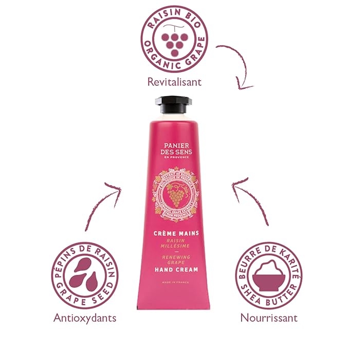 Panier des Sens - Mini Hand Cream Set - Birthday, Gifts for Women - Almond, Honey, Grape Natural Hand Cream - Gift Ideas Made in France - 97% Natural - Hand Lotion Travel Size 3x1 Floz