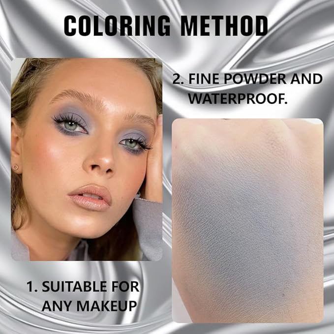 evpct Matte Grey Eyeshadow Singles, Smoky Gray Grey Dusty blue Cream Single Matte Eye Shadow Palette Makeup for Older Women, High Pigment Waterproof Monochrome Mini Eyeshadow Palette, sombra de ojos