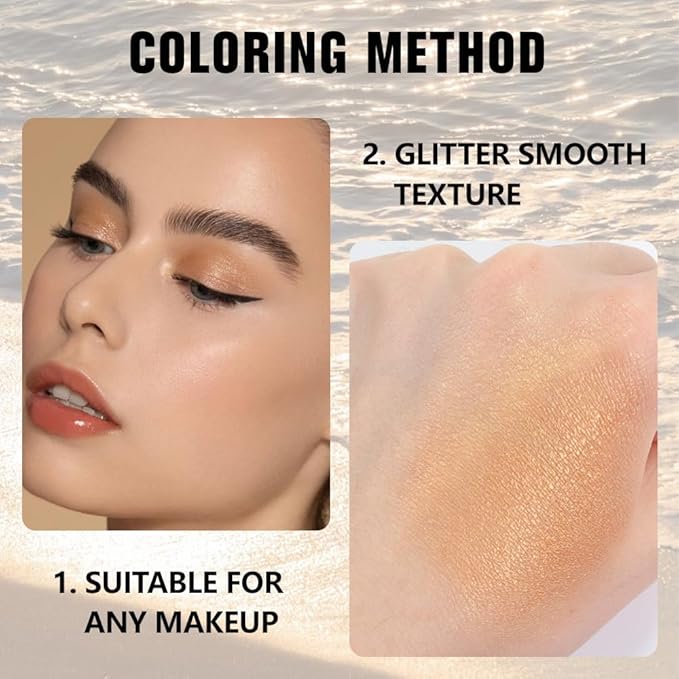 Kaely Pressed Single Eyeshadow Makeup, Golden Shimmer Highly Pigmented Monochrome Eye Shadow Palette, Waterproof Neutral Powder Mini Eyeshadow, sombras para ojos, Lightweight Blendable, 06