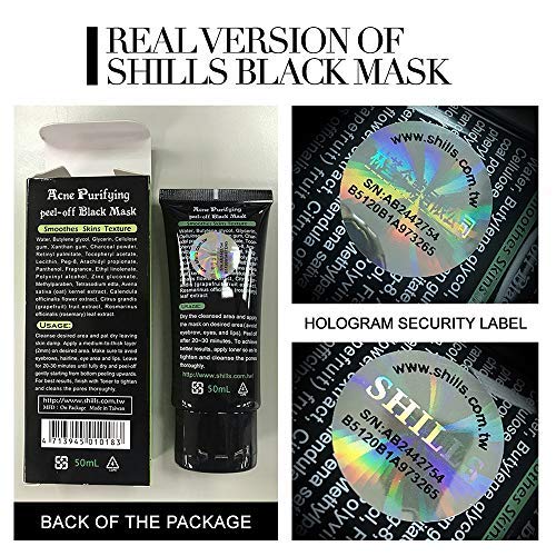 SHILLS Charcoal Mask for Men, Purifying Peel Off Mask, Face Mask Peel Off, Face Mask Deep Clean Pore, Blackhead Remover, 1 Bottle (1.69 fl. oz) and a Brush Set