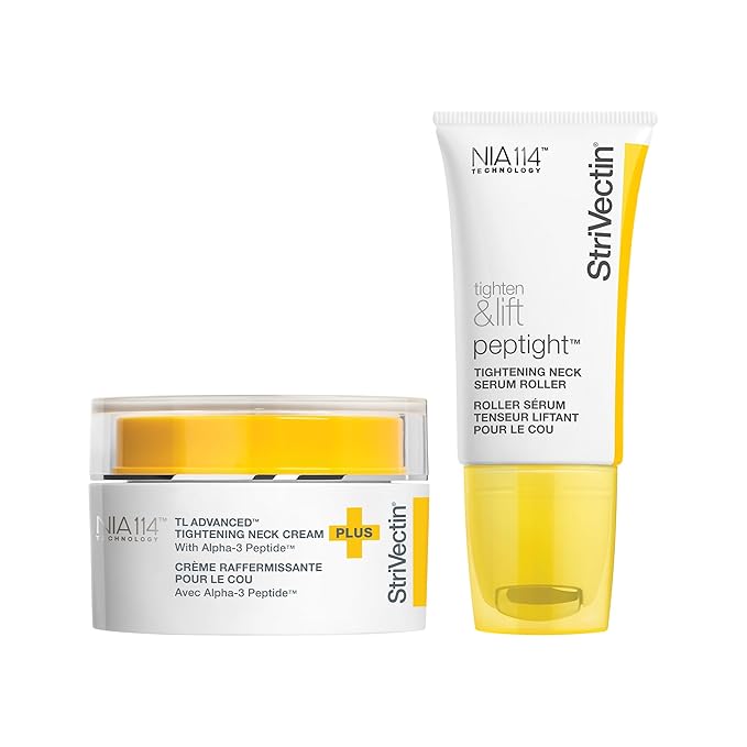 StriVectin Tighten & Smooth Neck Cream and Neck Serum Roller Anti-aging Skin Care 2-Piece Set, Smoothing Look of Wrinkles and Fine Lines, Improves Crepey Skin and Vertical Lines