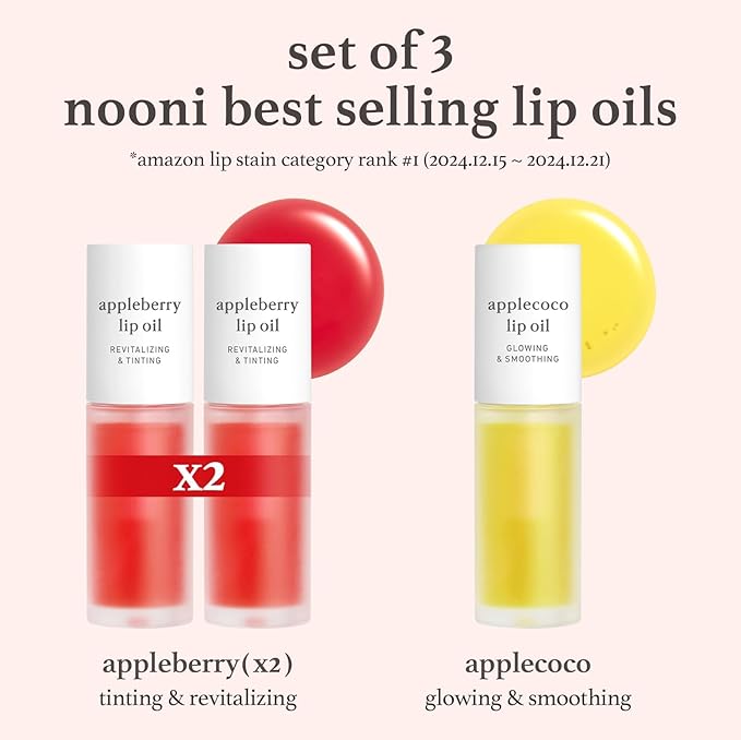 NOONI Korean Hydrating Lip Oil Gift Set + Applepeony Bundle