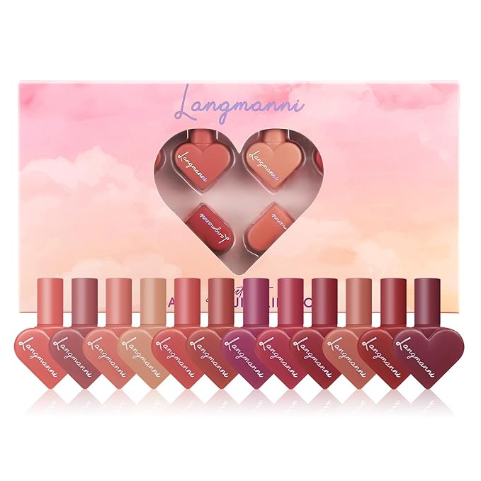 12 Colors Sweet Heart Velvet Matte Liquid Waterproof Long-Lasting Lipstick Set