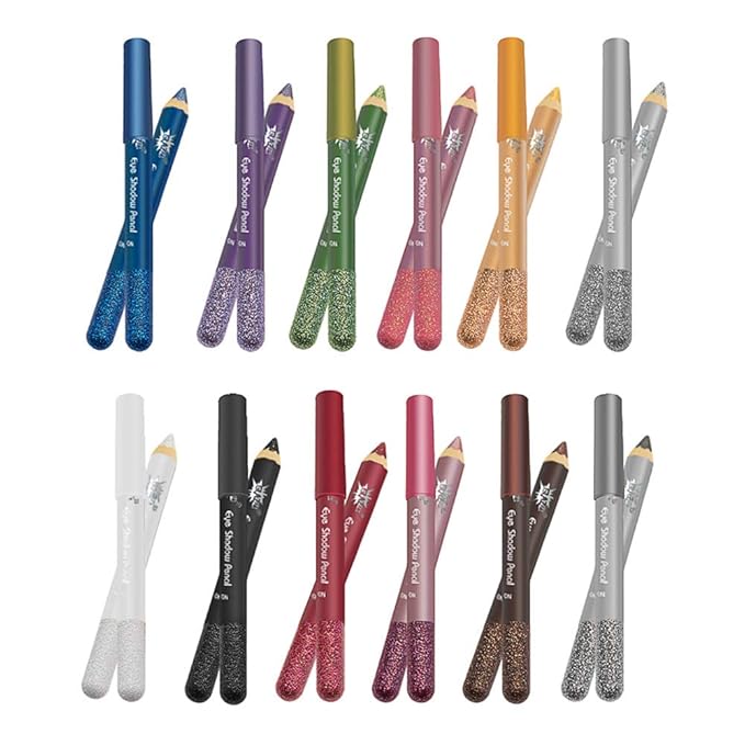 Jumbo Glitter Eyeshadow Stick Set, 12 Shades Blendable Shimmer Eye Pencils