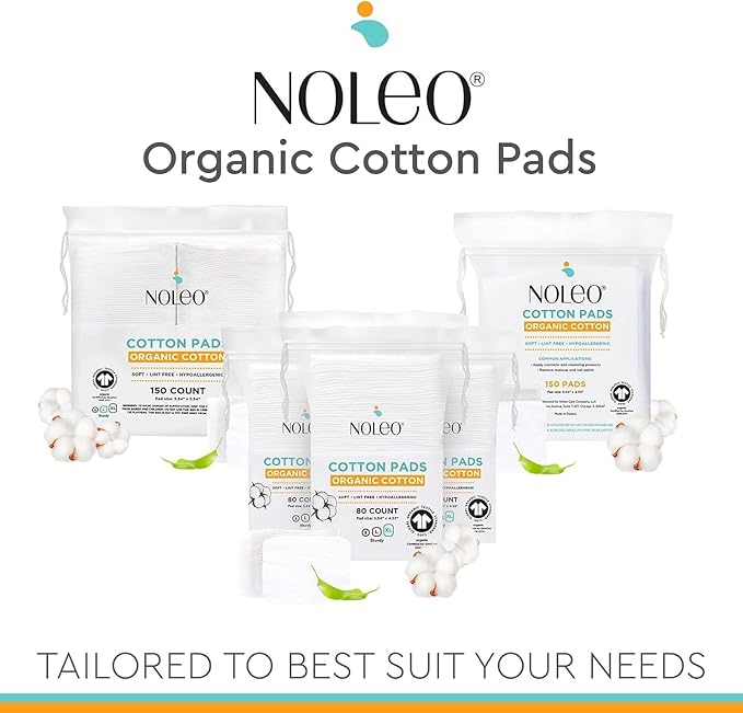 NOLEO Organic Cotton Pads, XL Extra-Large Pressed & Lint-Free Rounds, 3.54" × 4.33", Biodegradable & Compostable, 80-Count – Diaper Care & Makeup Remover