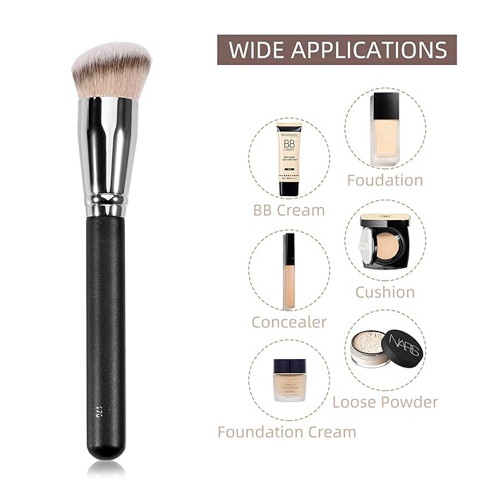 Foundation Brush for Liquid Makeup, Dense Synthetic Angled Kabuki Blending Makeup Brush, for Flawless Liquid, Cream Foundation, Setting Powder, Concealer and Contour (170)