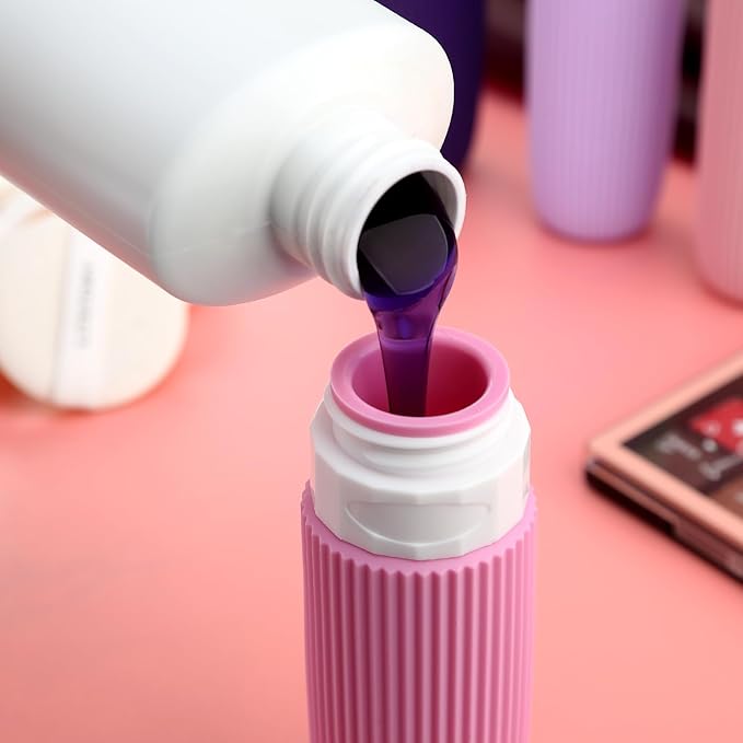 Travel Bottles for Toiletries, Tsa Approved 3oz Portable Travel Bottles, BPA Free Leak Proof Squeezable Silicone Travel Size Containers, Travel Accessories with Clear Toiletry Bag (4 Pack)