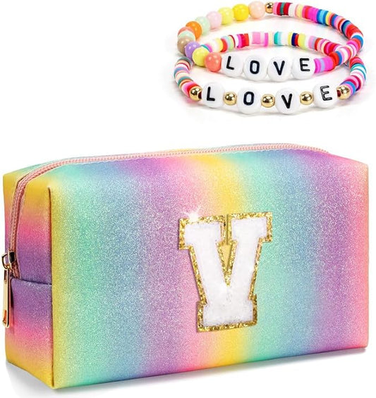 Gifts for Girls, Cute Makeup Toiletry Bag, Bridal Shower Gift, Personalized Girls Overnight Sleepover Party Spa Day Accessory Bags, Birthday Gift, Preppy Travel Stuff (Medium)